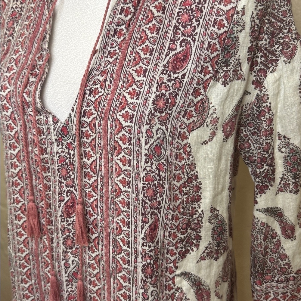 BOTEH Calico Linen Paisley Print Tunic Dress - Picture 10 of 12